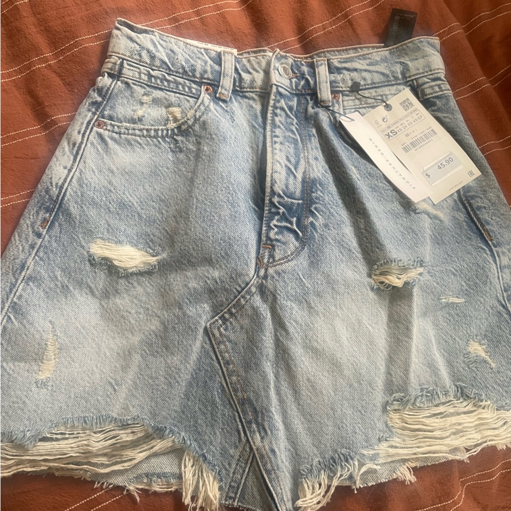 Zara Signature Denim The Mini Skirt Size XS